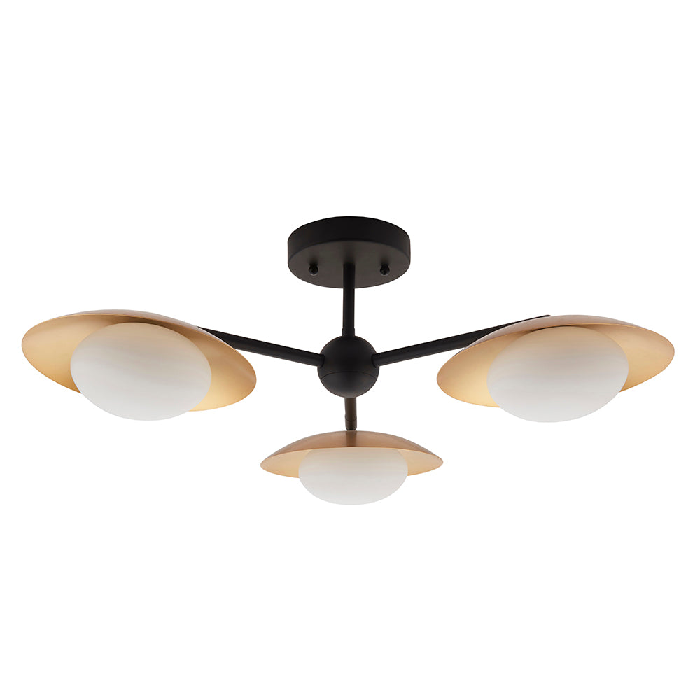 Opal Pebble Three Lamp Semi-Flush Ceiling Light - ID 11016