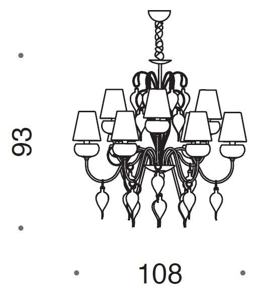 Royal Gala Murano Glass 9 Light Chandelier