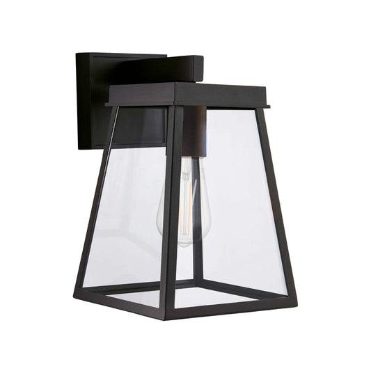 Textured Black Lantern Wall Light With Clear Glass - ID 12493