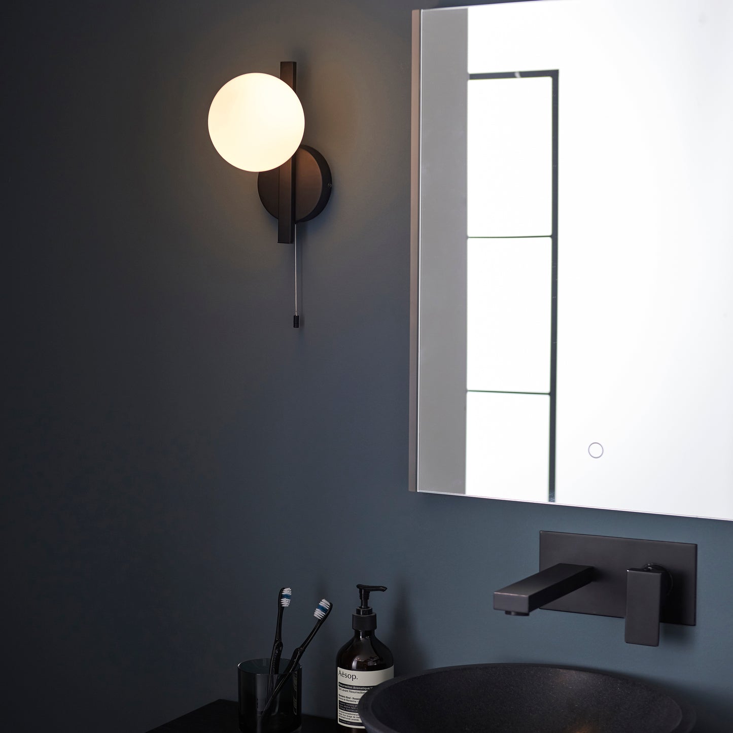 Contemporary Bathroom Matt Black Angled Wall Light - ID 11674