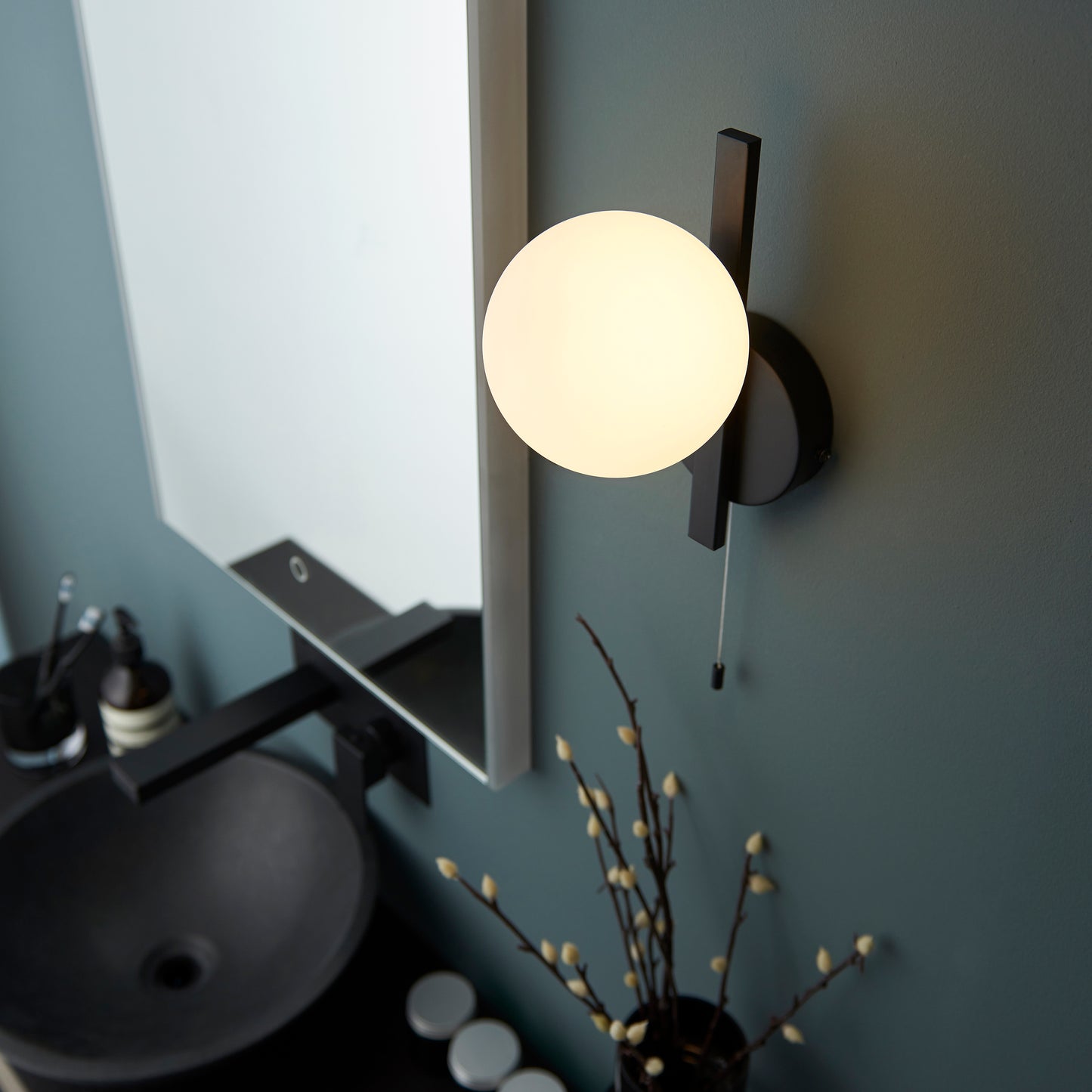 Contemporary Bathroom Matt Black Angled Wall Light - ID 11674