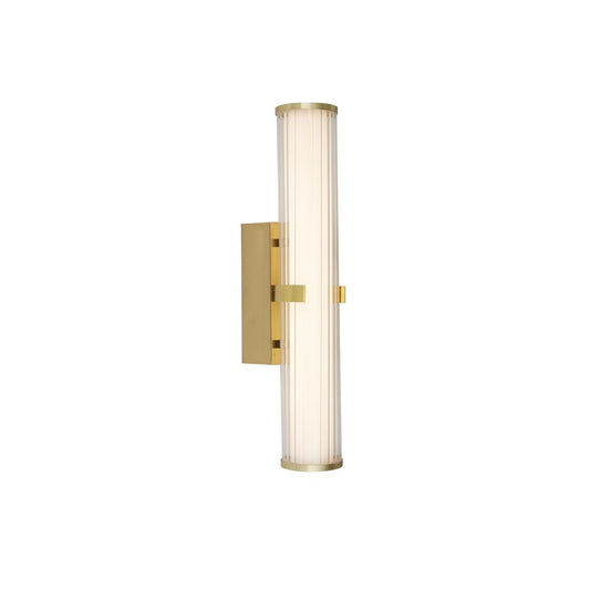 CLA Medium Ribbed Opal Glass Bathroom Rated Wall Light With Gold Detailing - ID 12467