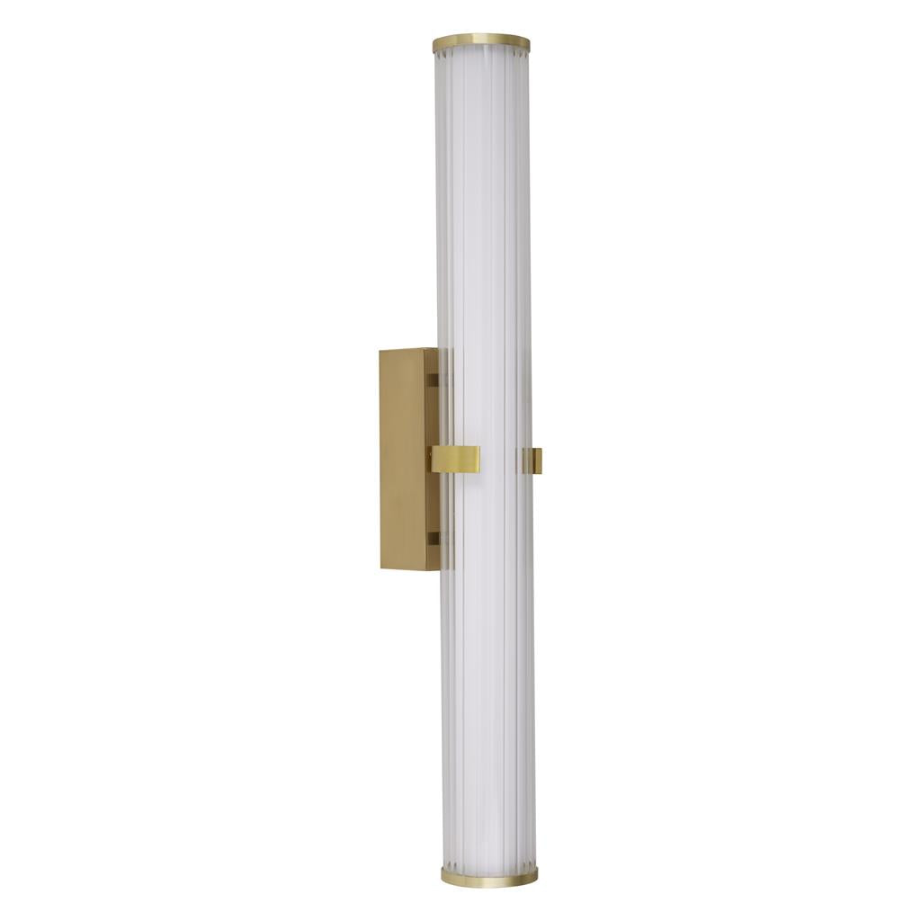 CLA Large Ribbed Opal Glass Bathroom Rated Wall Light With Gold Detailing - ID 12466