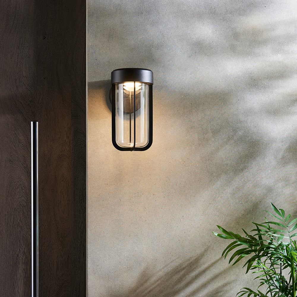 Die Cast IP44 LED Wall Light In Matt Black With Clear Glass  - ID 11074 - LOW STOCK, PLEASE CALL