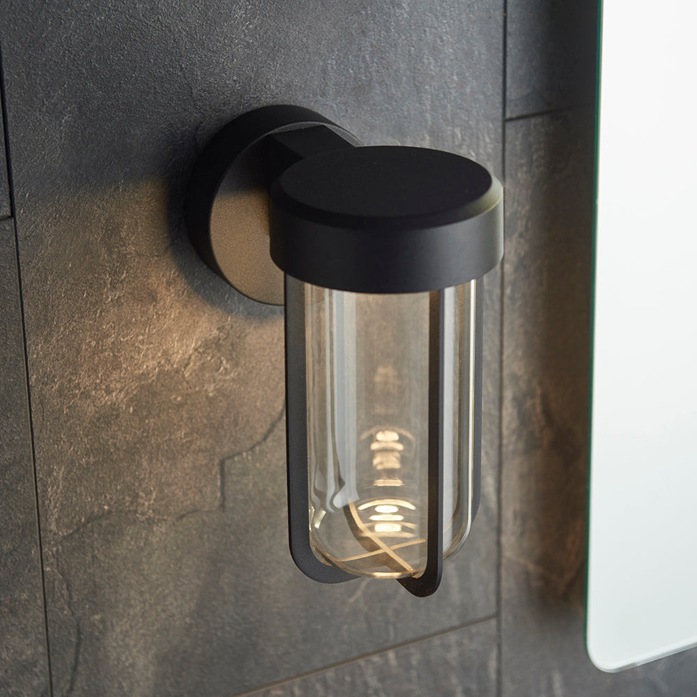 Die Cast IP44 LED Wall Light In Matt Black With Clear Glass  - ID 11074 - LOW STOCK, PLEASE CALL