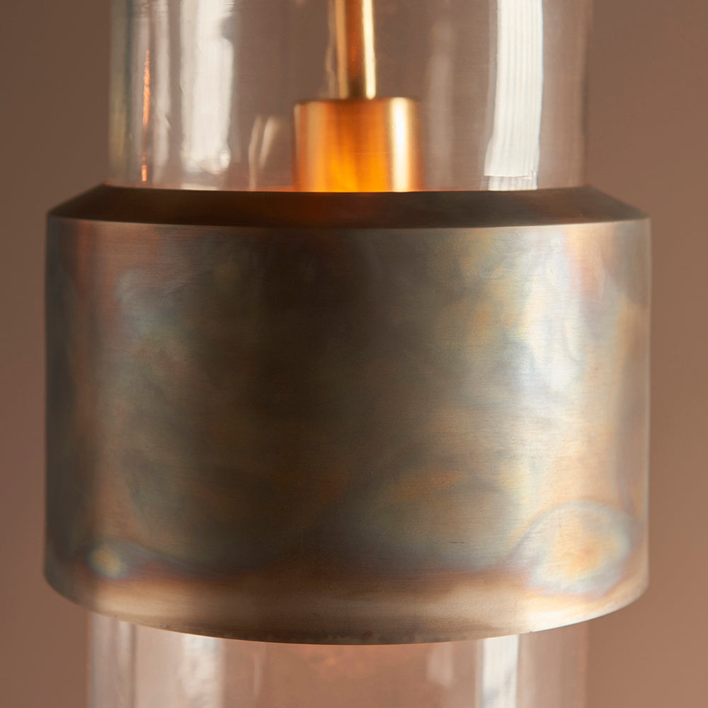 Bronze Patina & Clear Glass Single Pendant - ID 11107