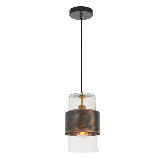 Bronze Patina & Clear Glass Single Pendant - ID 11107