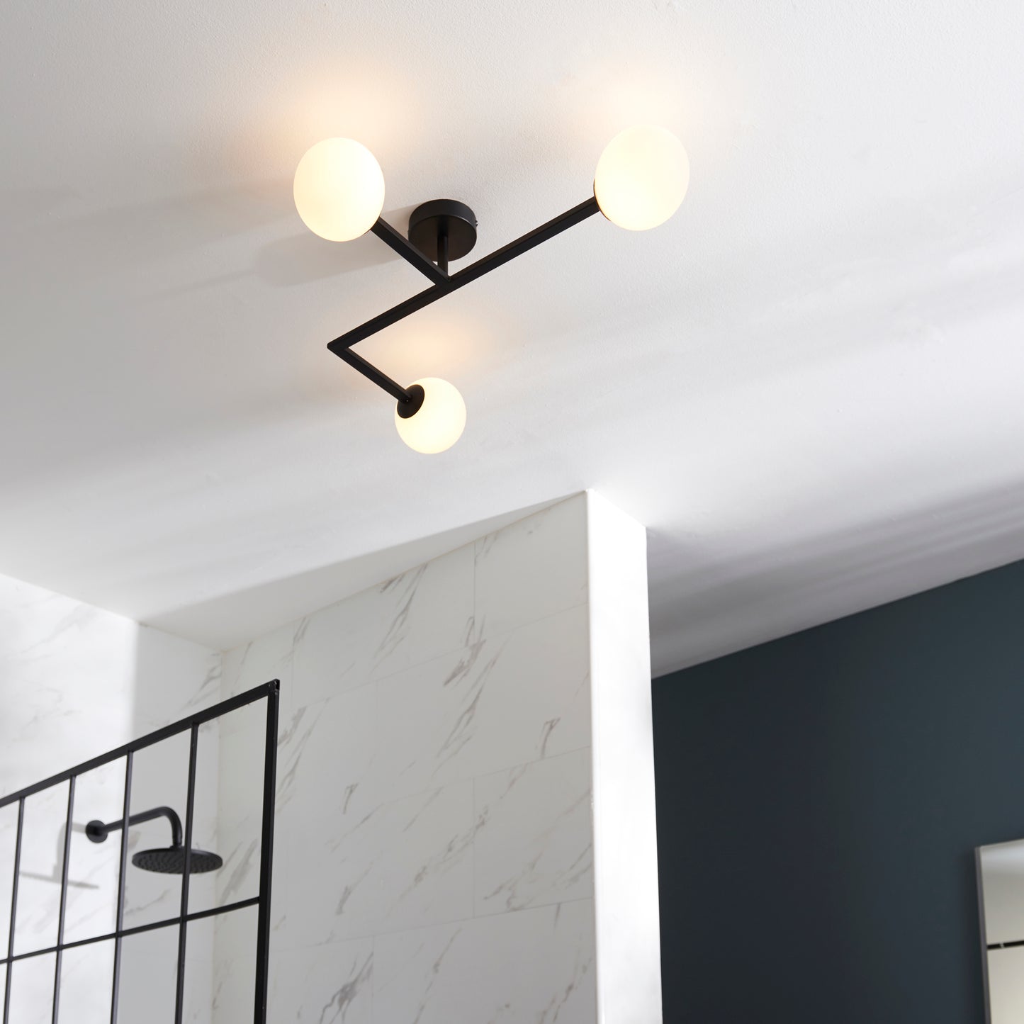 Contemporary Bathroom Matt Black Angled Ceiling Light - ID 11676