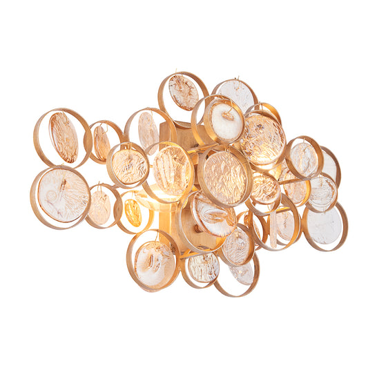 Antique Gold Wall Light With Clear And Amber Glass Details - ID 11119