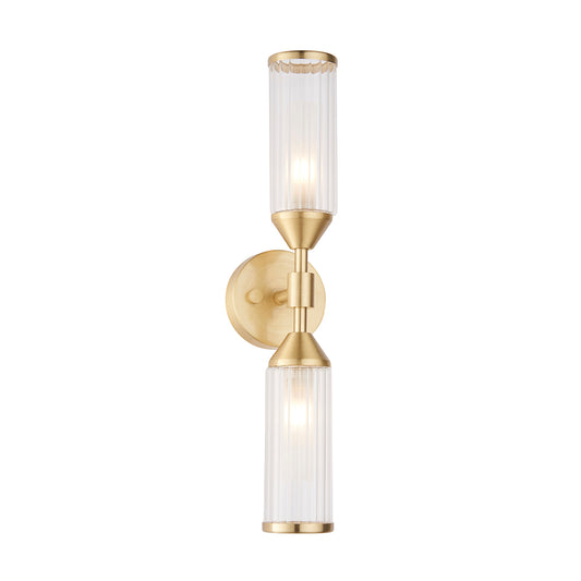 Frosted Glass & Satin Brass Two Lamp Wall Light - ID 11009