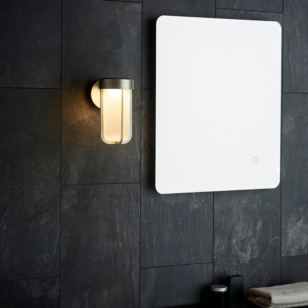 Die Cast IP44 LED Wall Light In Brushed Silver With Opal Glass  - ID 11070 - LOW STOCK, PLEASE CALL