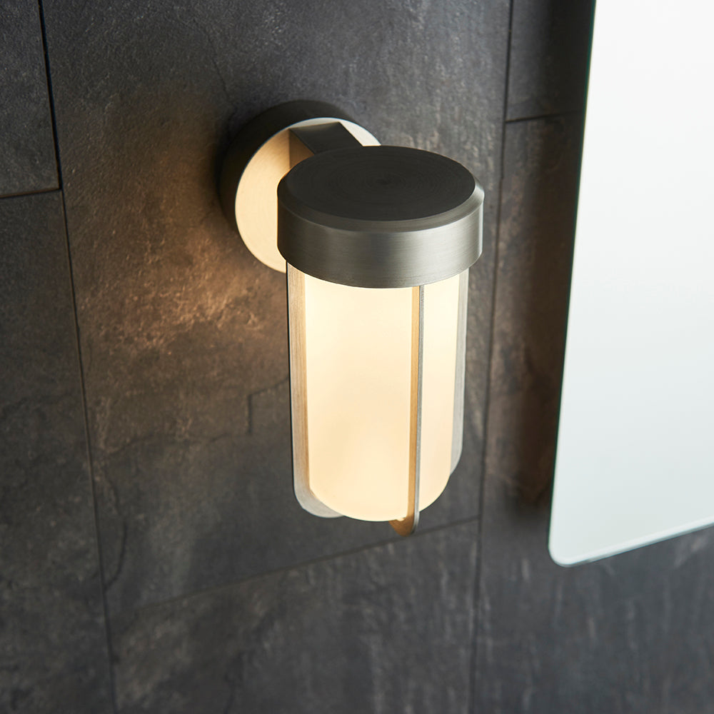 Die Cast IP44 LED Wall Light In Brushed Silver With Opal Glass  - ID 11070 - LOW STOCK, PLEASE CALL