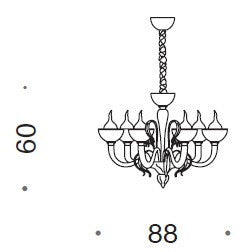 Epoque 6 Light Murano Glass Chandelier