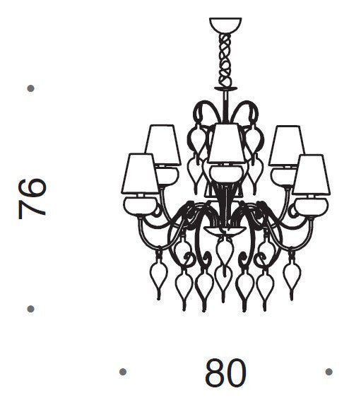 Royal Gala Murano Glass 6 Light Chandelier