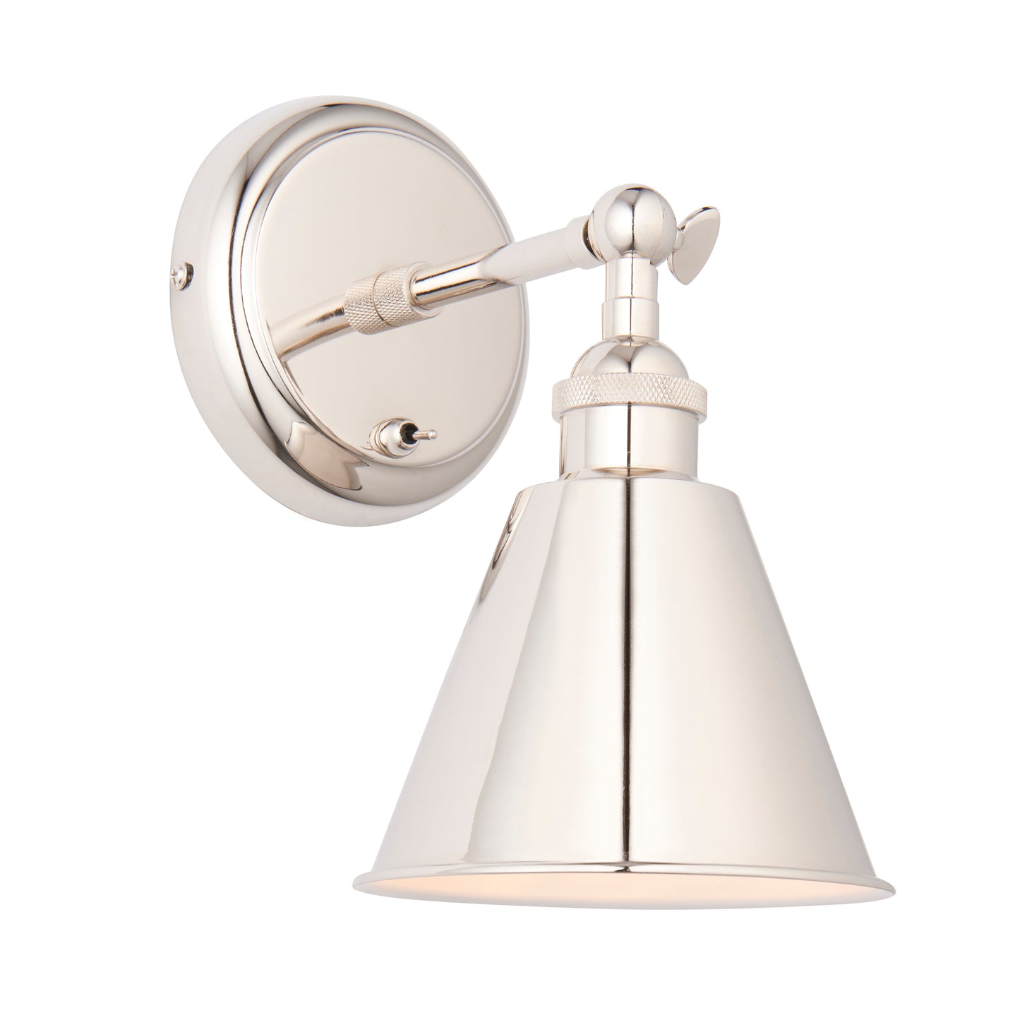 Bright Nickel Plated Adjustable Wall Lamp - ID 11694