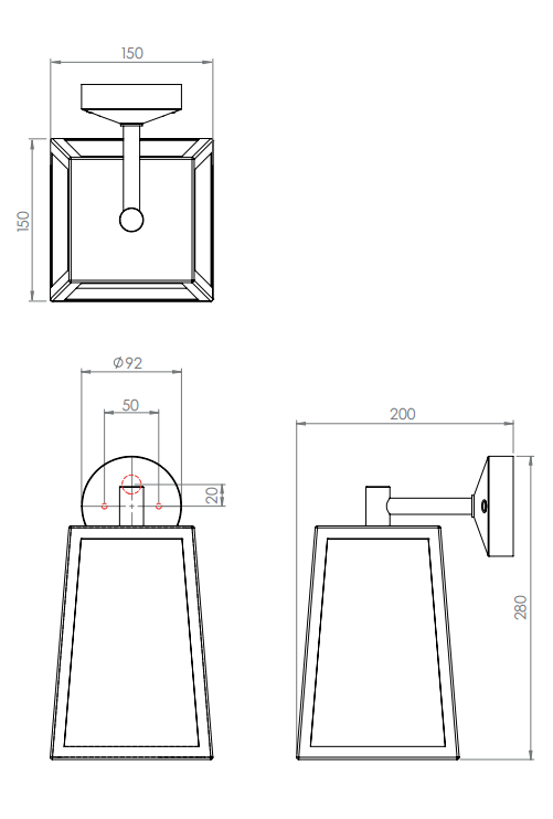 Calvi Black Outdoor Wall Light - London Lighting - 3