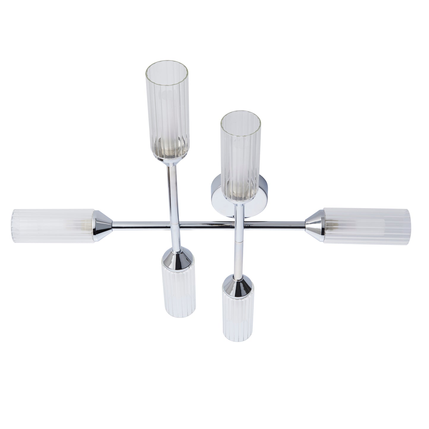 Polished Chrome & Ribbed Glass Six Lamp IP44 Semi-Flush Ceiling Light - ID 11635