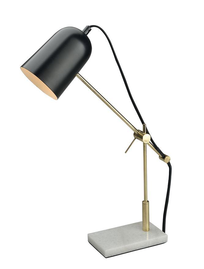 Black & Brass Desk Lamp With White Marble Base - ID 8621