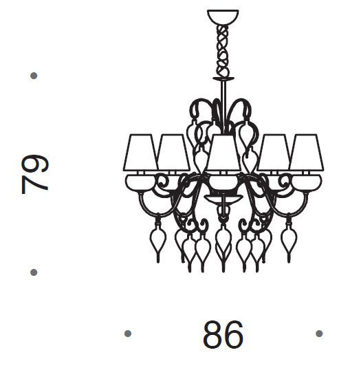 Royal Gala Murano Glass 5 Light Chandelier