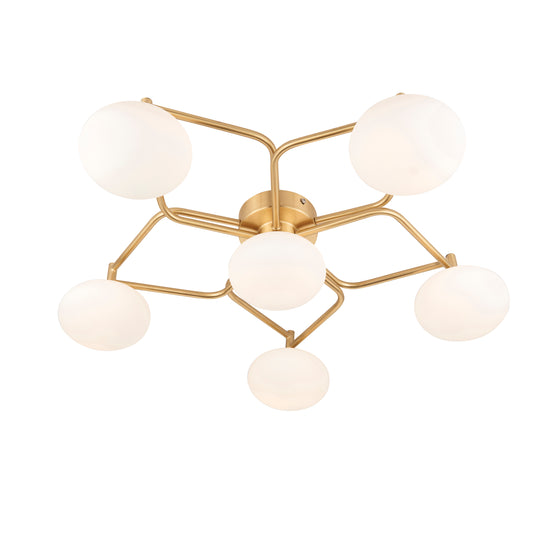 Mid Century Lotus Six Lamp Semi-Flush Ceiling Light - ID 11681