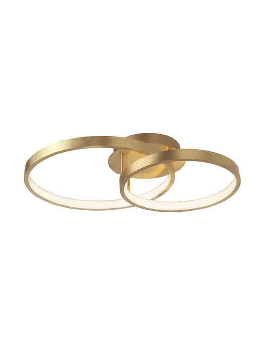 LEO Gold Leaf & Acrylic Twin Ring Semi Flush Ceiling Light - ID 10467