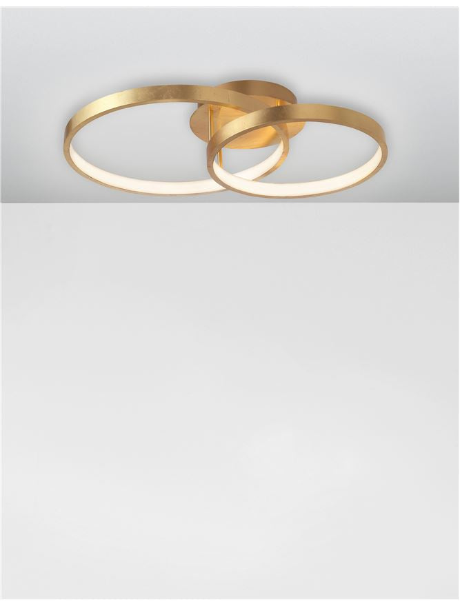 LEO Gold Leaf & Acrylic Twin Ring Semi Flush Ceiling Light - ID 10467