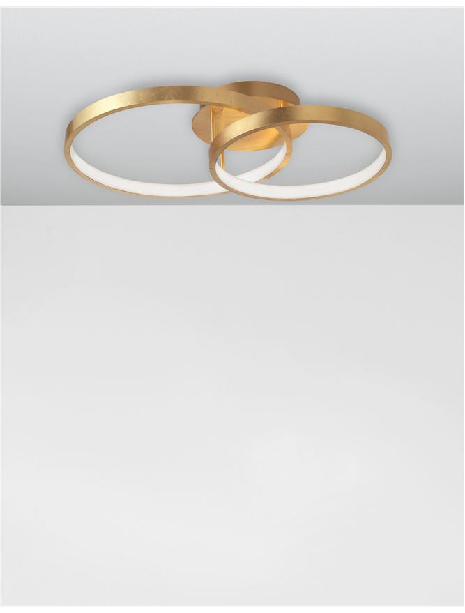 LEO Gold Leaf & Acrylic Twin Ring Semi Flush Ceiling Light - ID 10467