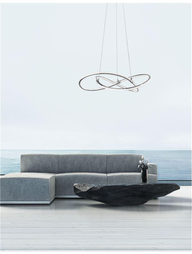 Large Chrome Aluminium & Acrylic Squiggle Suspension Pendant - ID 8169