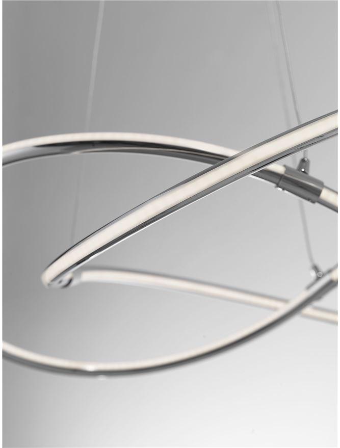 Chrome Aluminium & Acrylic Knot Suspension Pendant - ID 7487