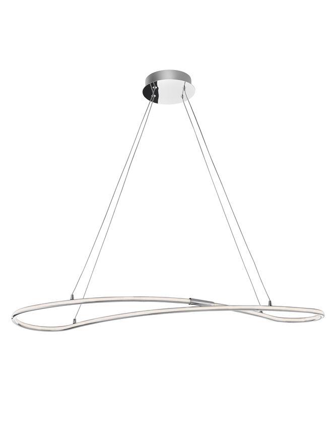 Large Chrome Aluminium & Acrylic Squiggle Suspension Pendant - ID 8169