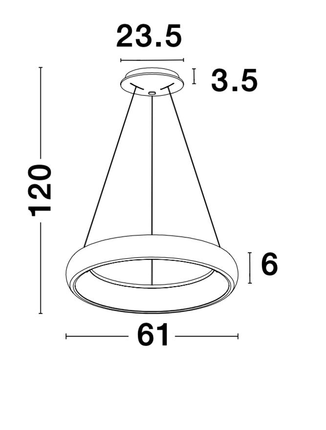 ALB Sandy Black Aluminium & Acrylic Dimmable Inner Light Ring Pendant Medium - ID 8966