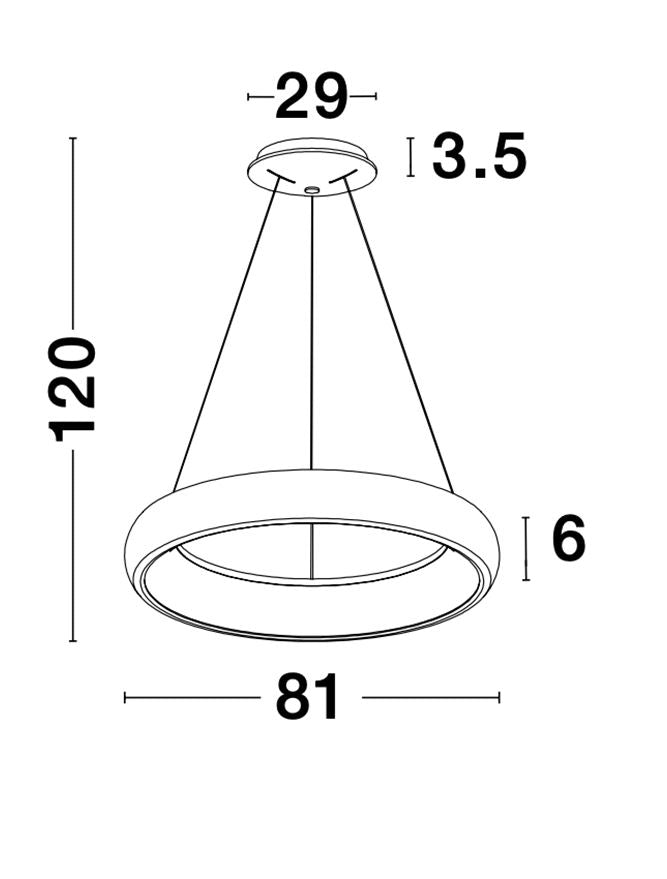 ALB Coffee Brown Aluminium & Acrylic Dimmable Inner Light Ring Pendant Large - ID 10341