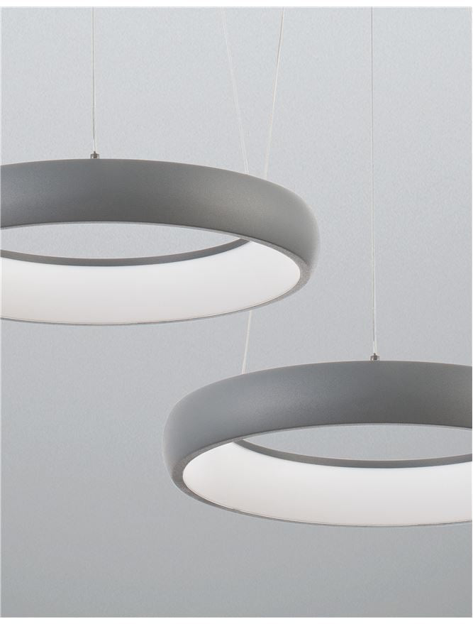 ALB Sandy Grey Aluminium & Acrylic Dimmable Inner Light Ring Pendant Small - ID 10375