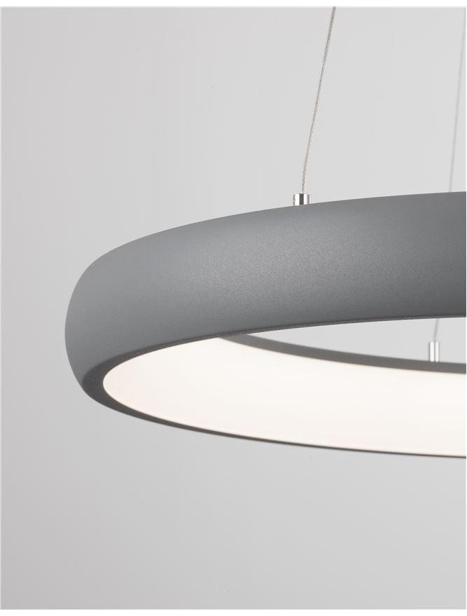 ALB Sandy Grey Aluminium & Acrylic Dimmable Inner Light Ring Pendant Medium - ID 10376