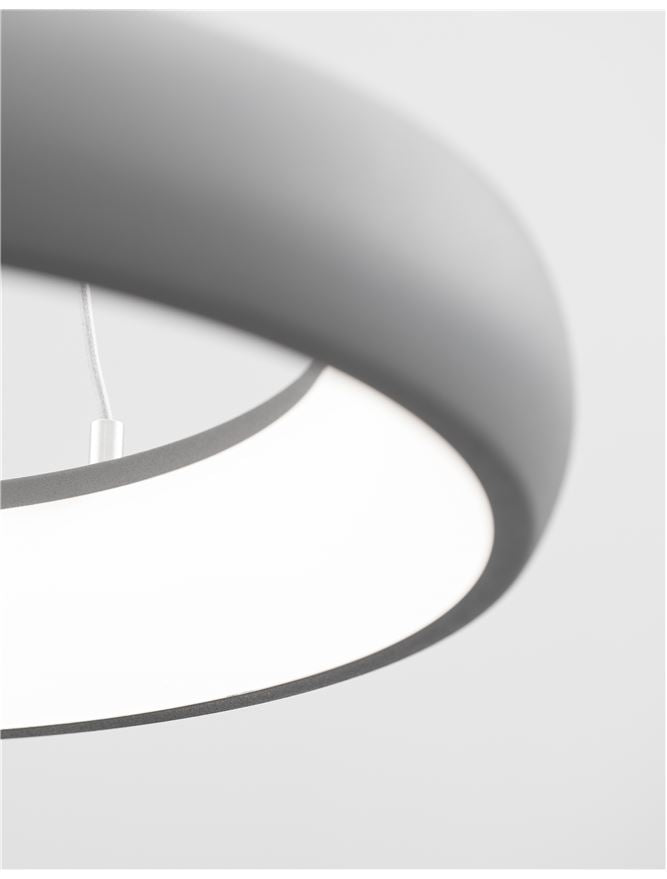 ALB Sandy Grey Aluminium & Acrylic Dimmable Inner Light Ring Pendant Medium - ID 10376