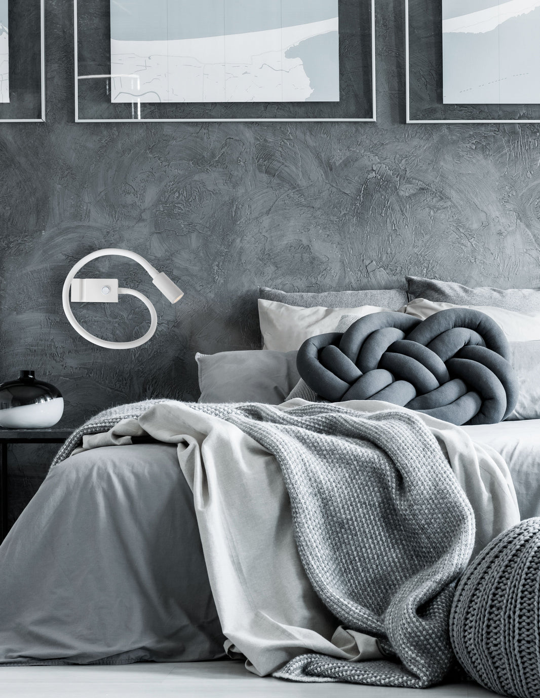 Satin Brass Flexible Bedside Reading Light with Switch on Head - ID 10 ...