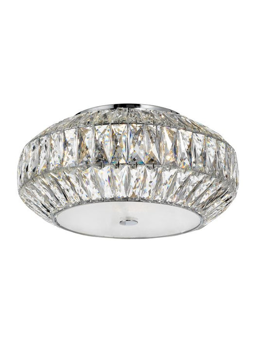 VAL Crystal & White Glass 6 Lamp Flush Ceiling Light - ID 10568