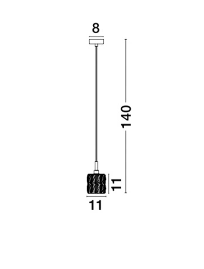 NIC Crystal & Chrome Aluminium 1 Light Single Pendant - ID 10562