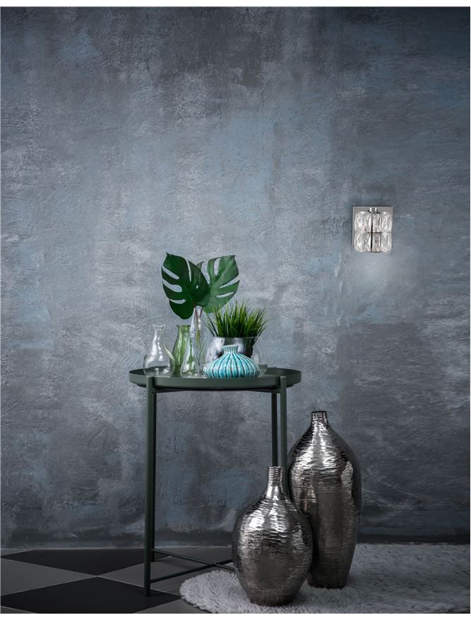 NIC Crystal & Chrome Aluminium 1 Light Single Wall Light - ID 10563