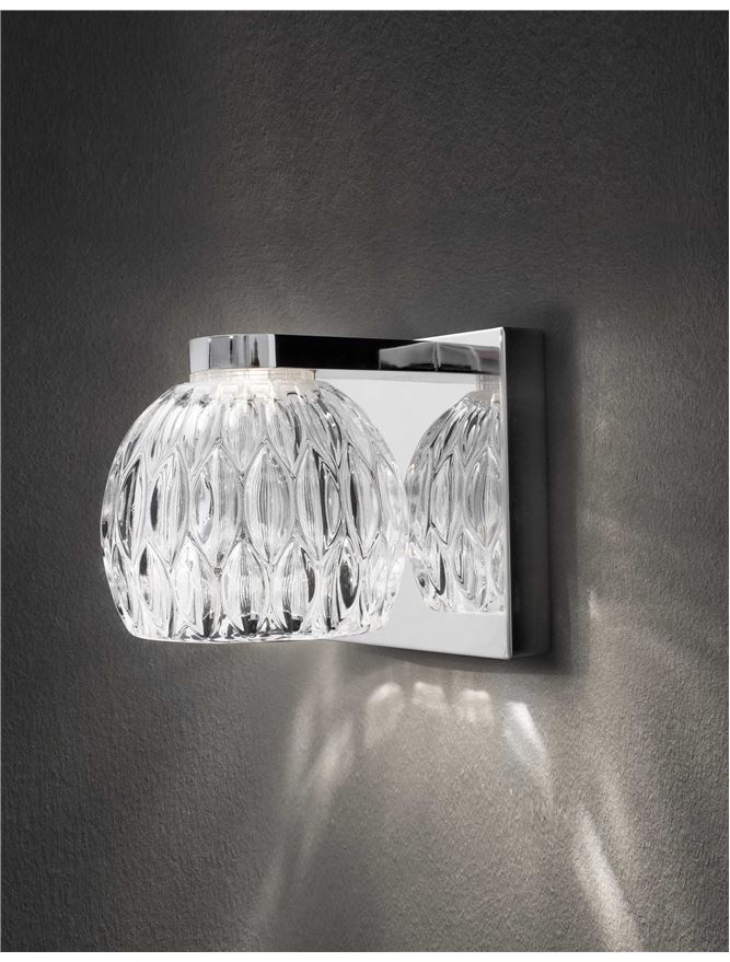 LAR Clear Glass & Chrome Aluminium Single Wall Light - ID 10567