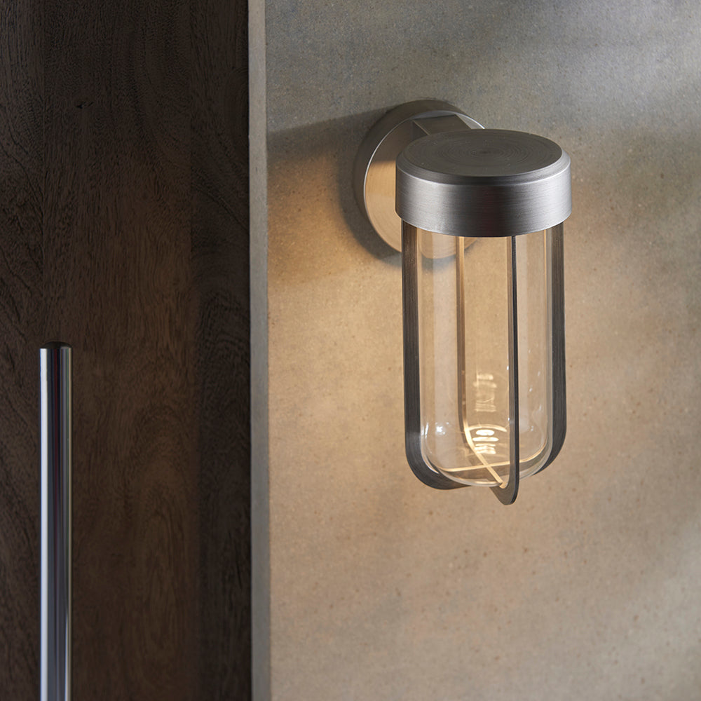 Die Cast IP44 LED Wall Light In Brushed Silver With Clear Glass  - ID 11069 - LOW STOCK, PLEASE CALL