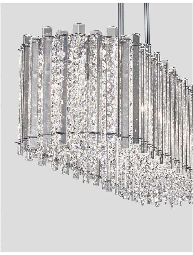 ELE Chrome Aluminium & K9 Crystal Adjustable Oval Pendant - ID 10485