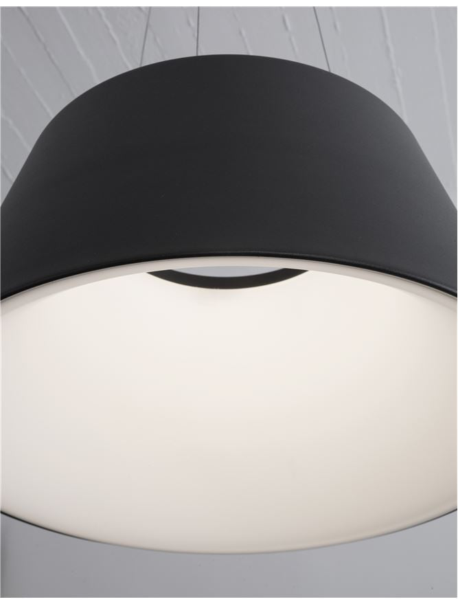 VOL Black Metal Tapered Drum With Acrylic Diffused Inner Pendant - ID 10447