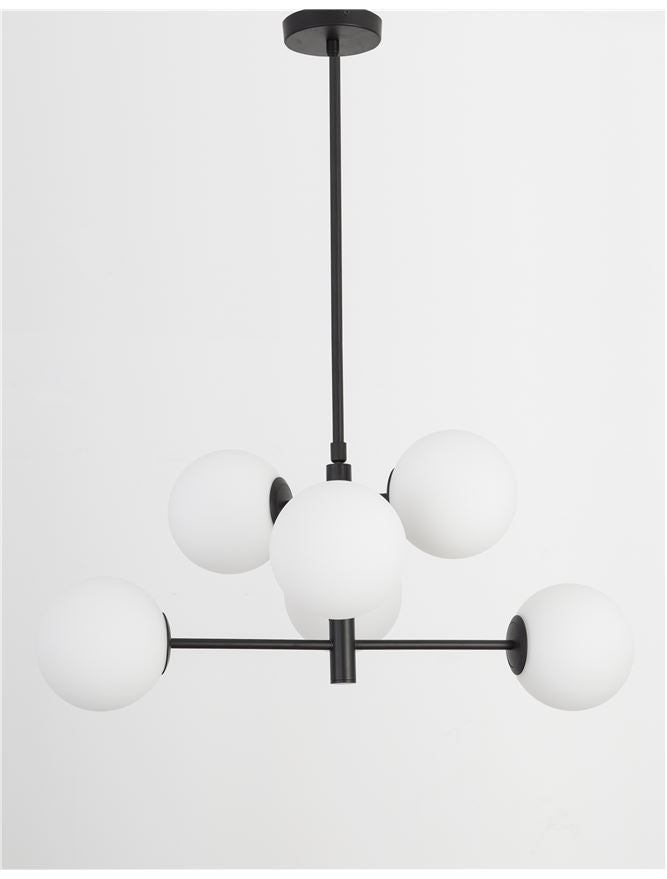 IMP Black Metal & Opal Orb 6 Light Ceiling Light - ID 10653