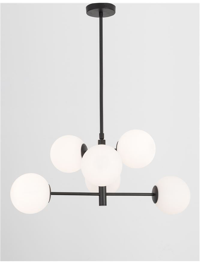 IMP Black Metal & Opal Orb 6 Light Ceiling Light - ID 10653