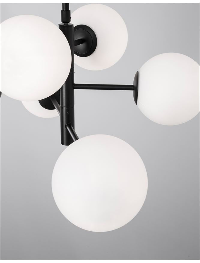 IMP Black Metal & Opal Orb 6 Light Ceiling Light - ID 10653