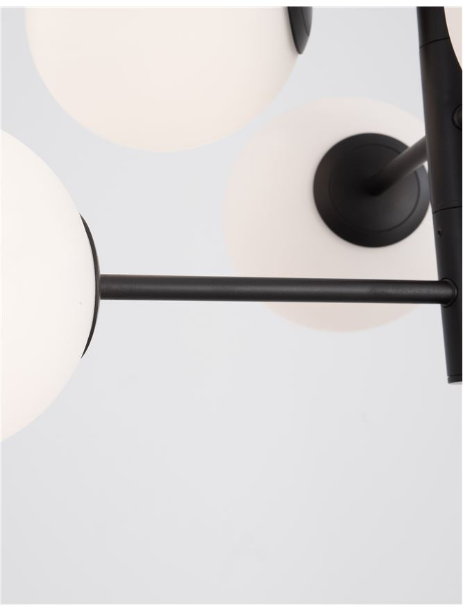 IMP Black Metal & Opal Orb 6 Light Ceiling Light - ID 10653