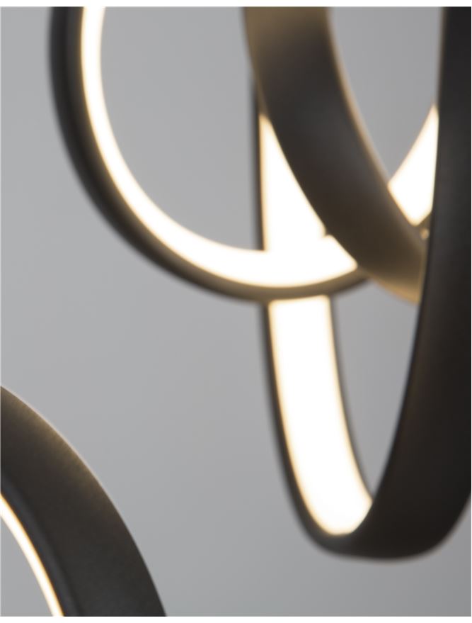 RIN Black Aluminium & Acrylic Knot Swirl Three Drop Cluster Pendant - ID 10457