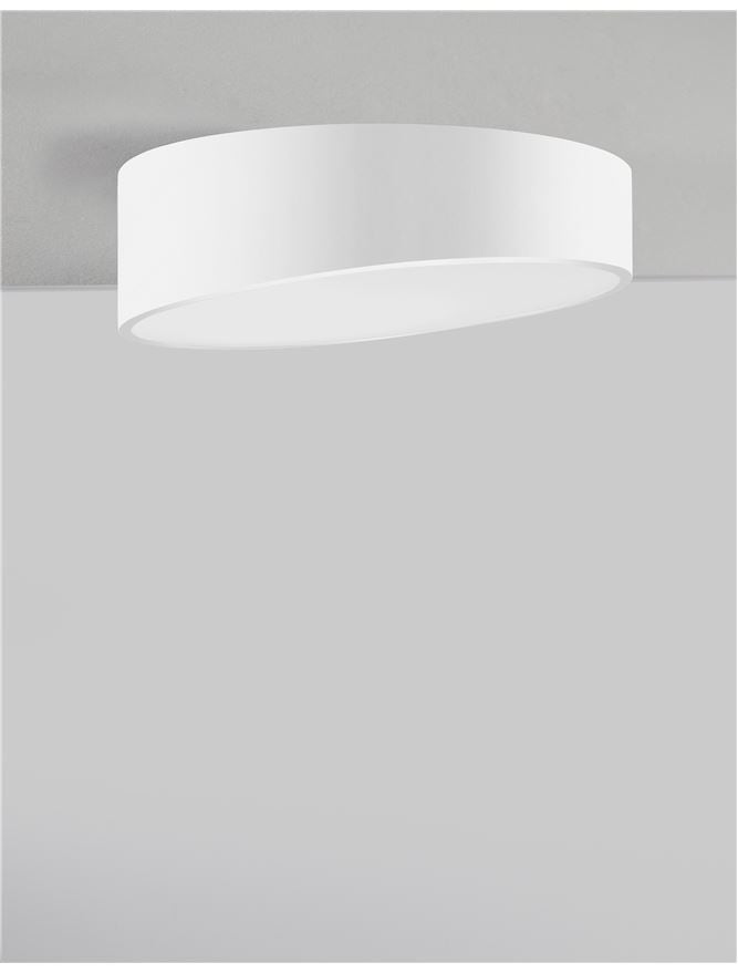 MAGG Diffused Sandy White Angled Cylinder Medium Flush Ceiling Light - ID 10586