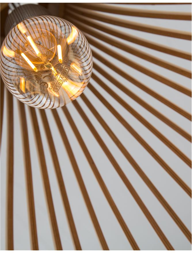 SOH Natural Wood & Dark Brown Fabric Cable Single Pendant - ID 10441